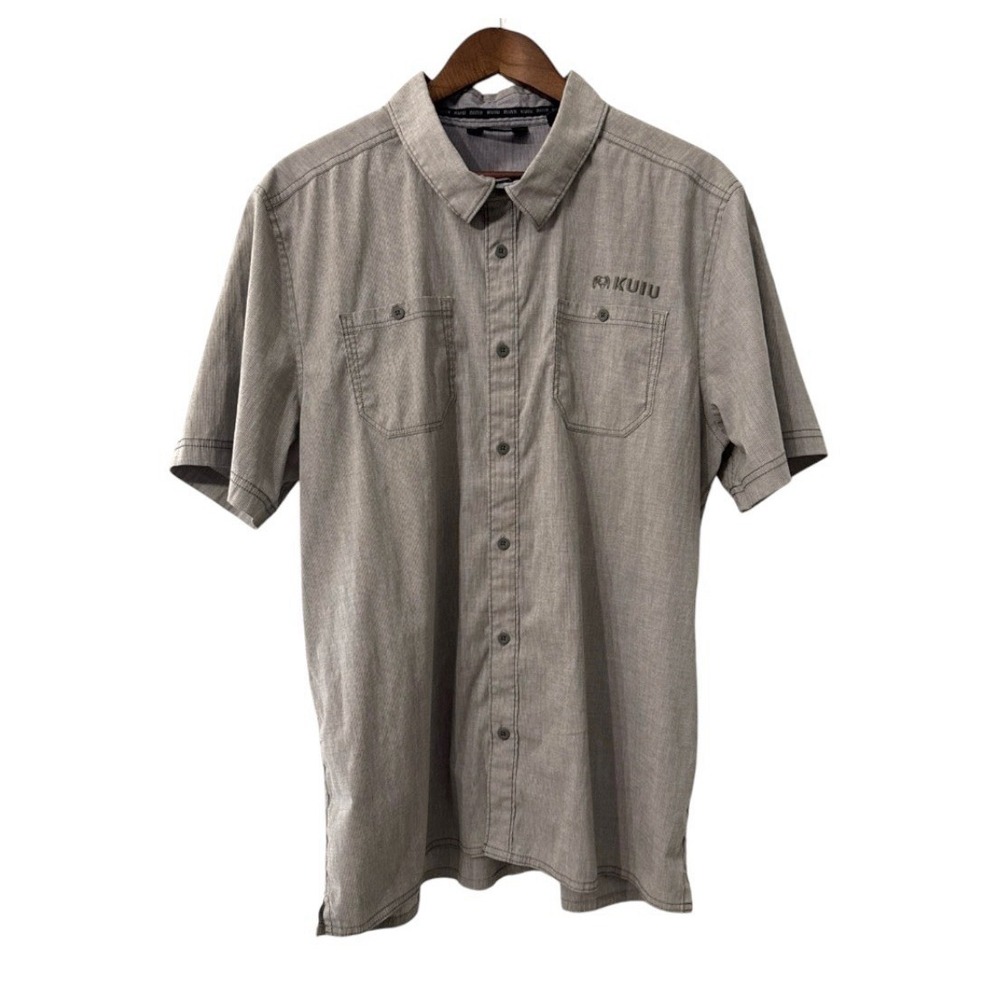 Kuiu Basin button up shirt men's XL gray stripe pockets outdoor gorpcore hunt
